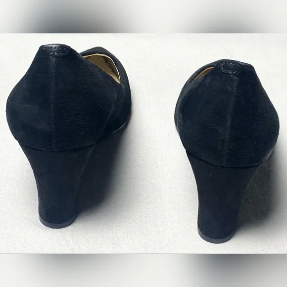 Marc Fisher Calea Black Suede Wedges Size 9.5 - Picture 4 of 6